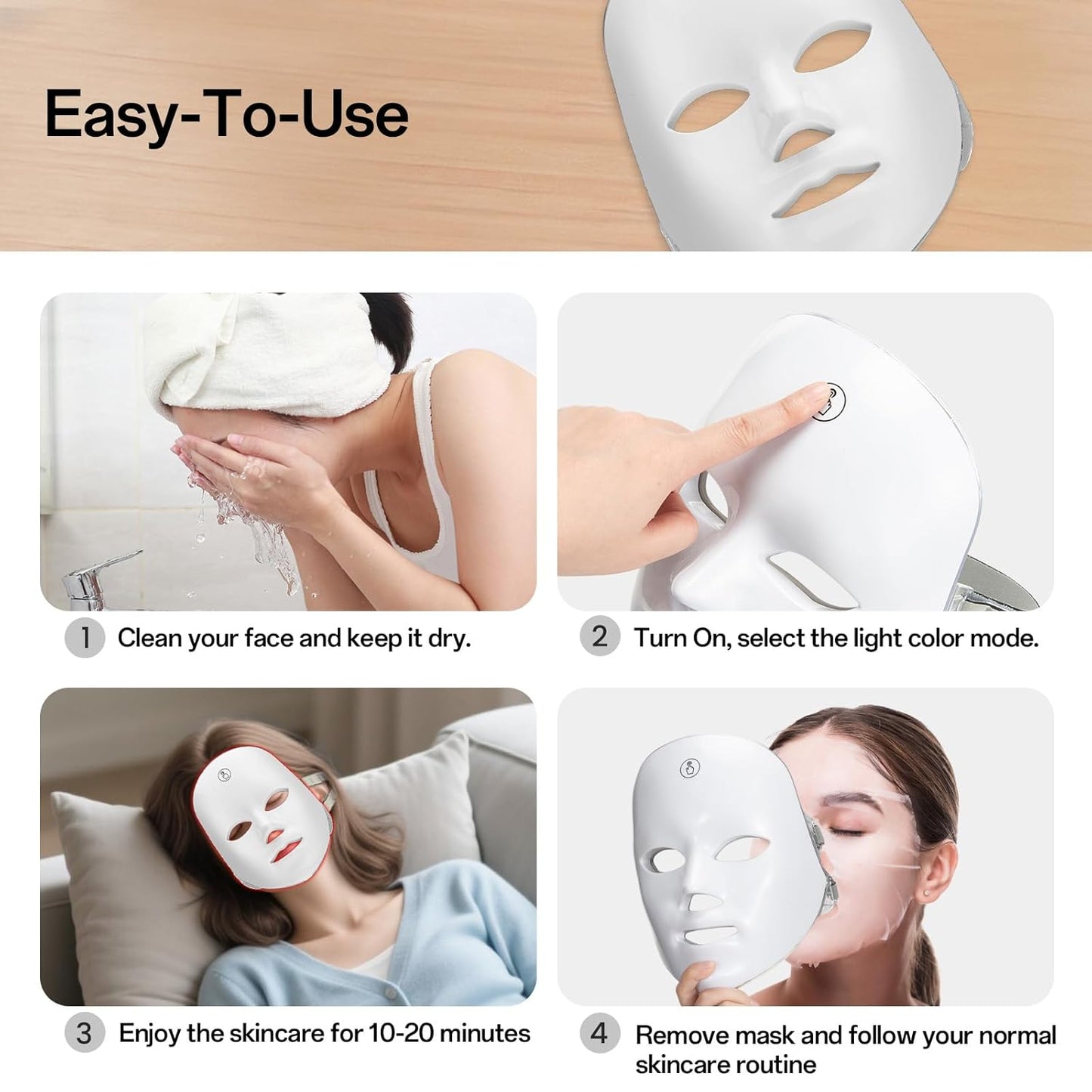 Red Light Mask (For Acne, Wrinkles, And Skin Elasticity)